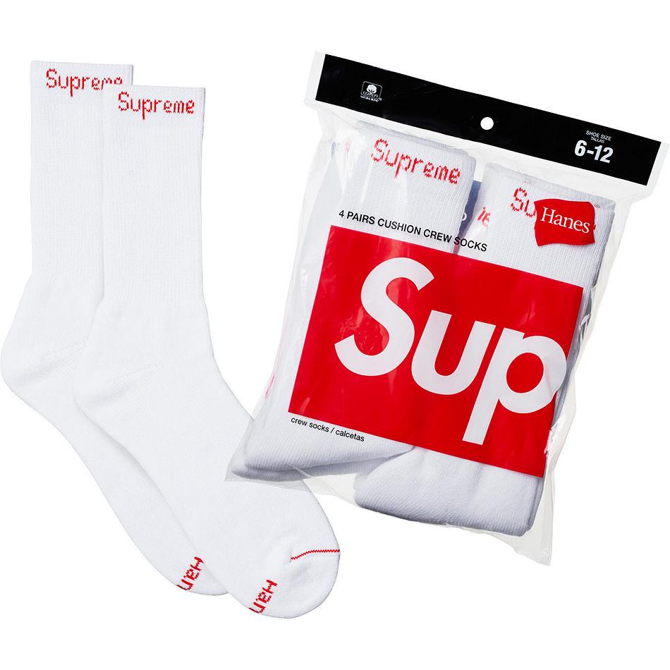 Calcetines Supreme Hanes® Crew Socks (4 Pack) Blancas | CR104FM