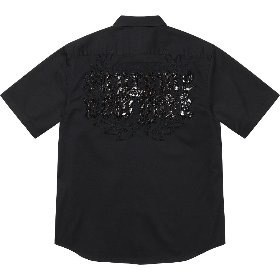 Camisas Supreme Croc Patch S/S Work Negras | CR387AP