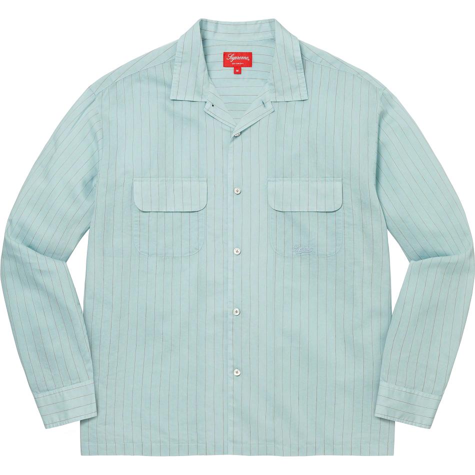 Camisas Supreme Pinstripe Linen Azules | CR373VD