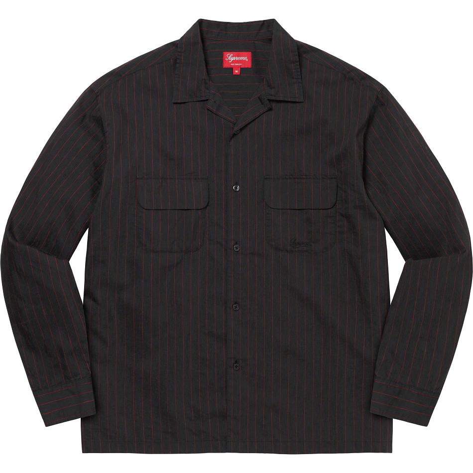 Camisas Supreme Pinstripe Linen Negras | CR374BC