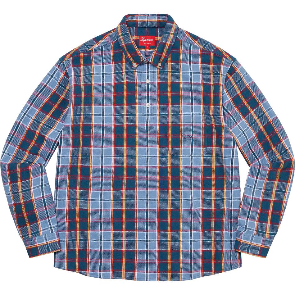 Camisas Supreme Pullover Plaid Flannel Azules | CR380RW