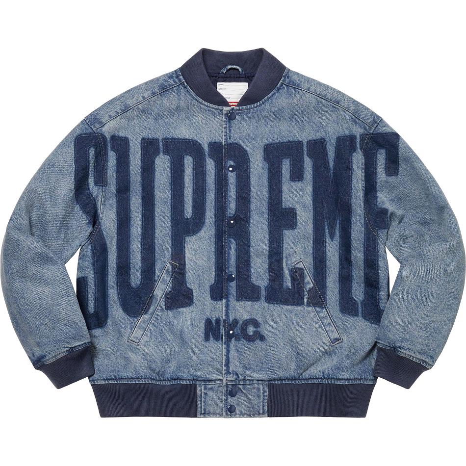 Chaquetas Supreme Washed Knockout Denim Varsity Azul Marino | CR437OR