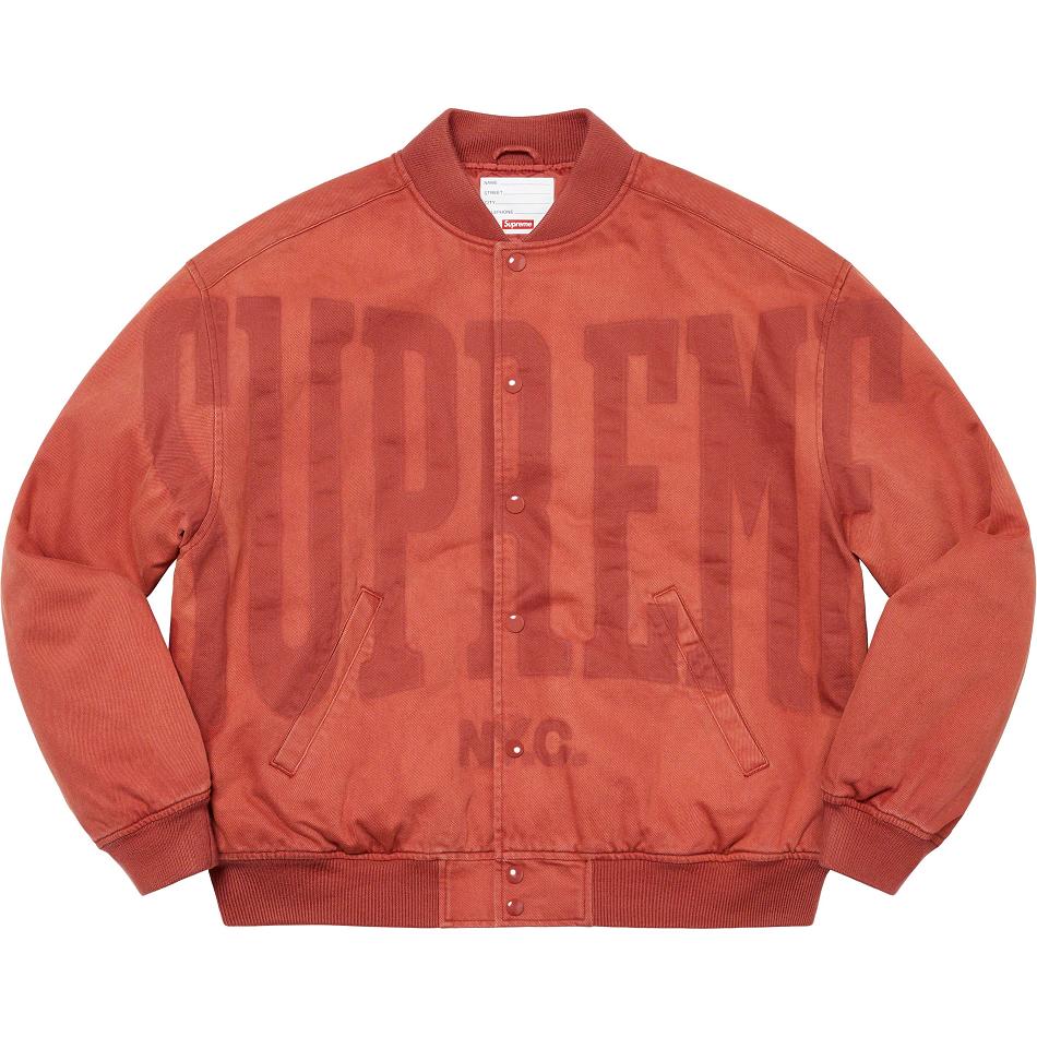 Chaquetas Supreme Washed Knockout Denim Varsity Rojas | CR438PQ