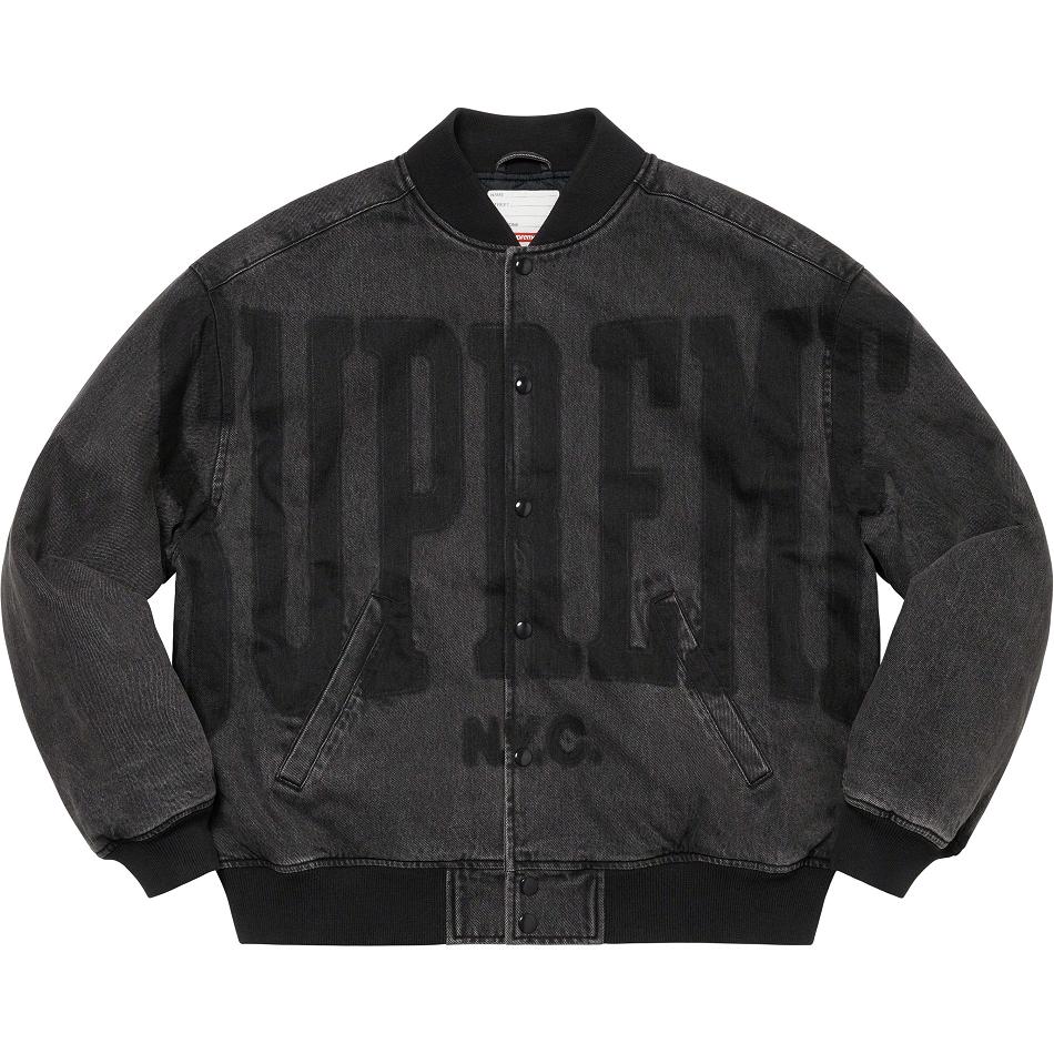 Chaquetas Supreme Washed Knockout Denim Varsity Negras | CR439AP