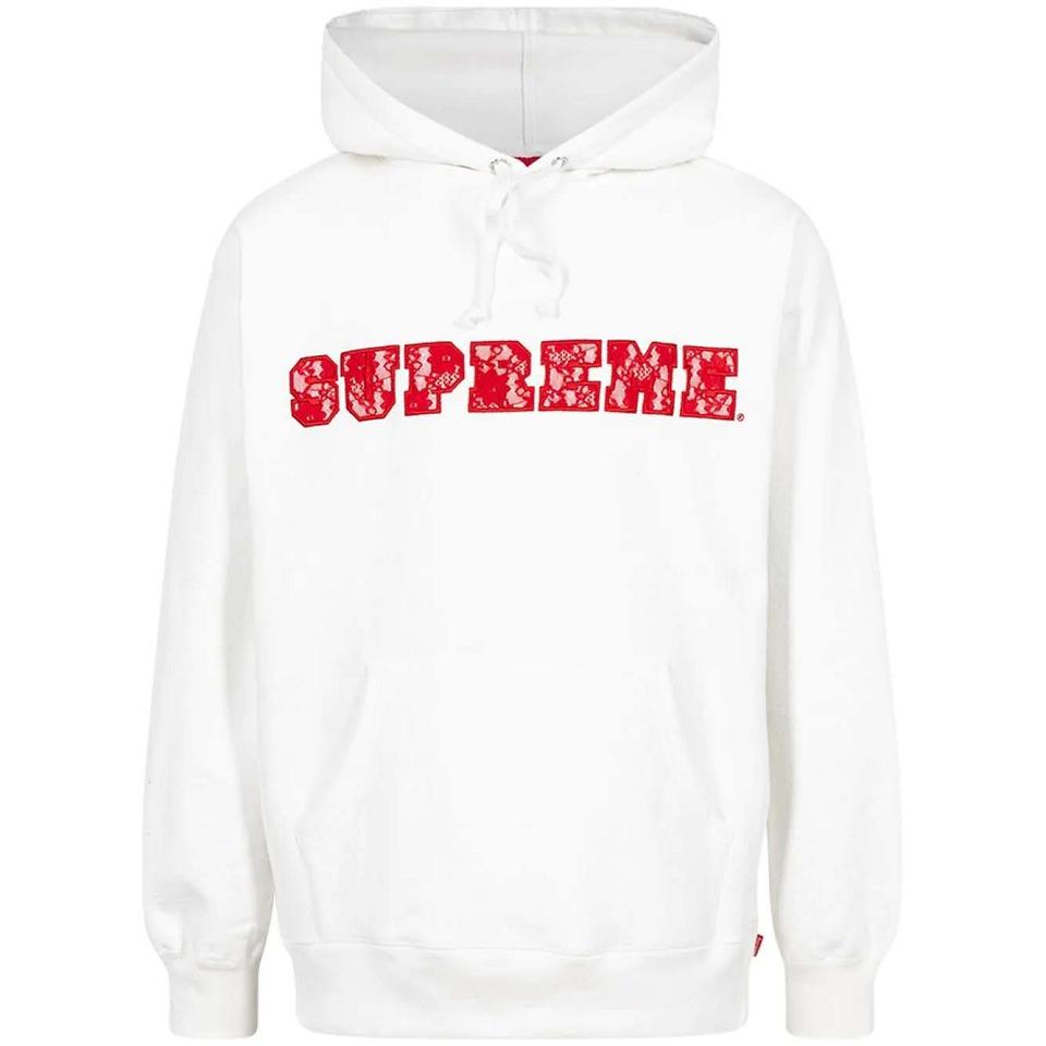 Sudadera Con Capucha Supreme Lace Detail Logo Blancas | CR475XF