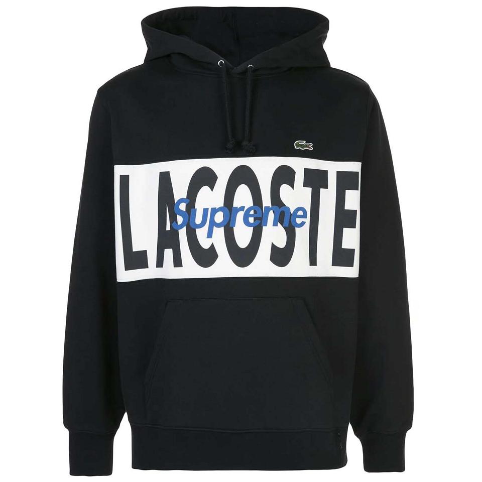 Sudadera Con Capucha Supreme X Lacoste Logo Panel Negras | CR457EX