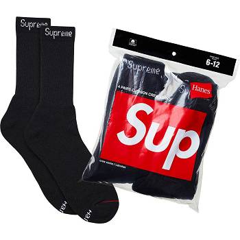 Calcetines Supreme Hanes® Crew Socks (4 Pack) Negras | CR105GL