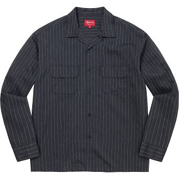 Camisas Supreme Pinstripe Linen Azul Marino | CR372CE