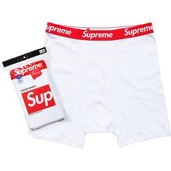 Ropa Interior Supreme Hanes® Boxer Briefs (4 Pack) Blancas | CR101AP