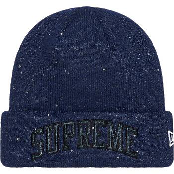 Sombreros Supreme New Era® Metallic Arc Beanie Azul Marino | CR145EX